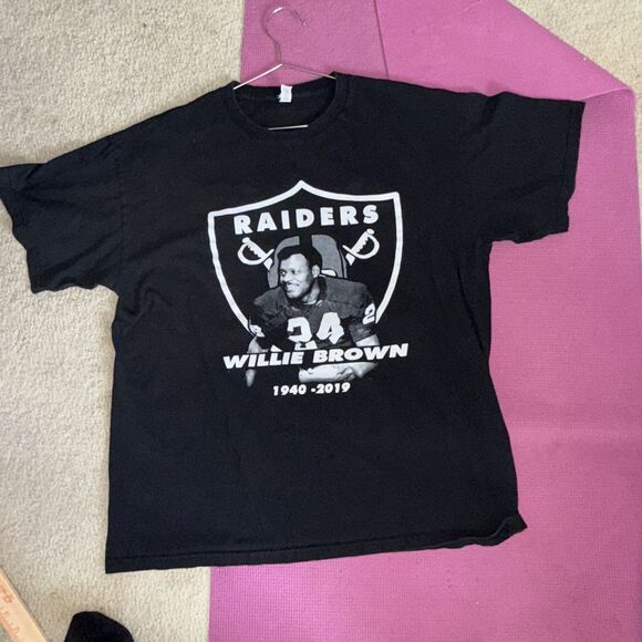 Rare Oakland Raiders Willie Brown Remembrance 2 Sided T Shirt 24 | XL TG - Picture 7 of 7